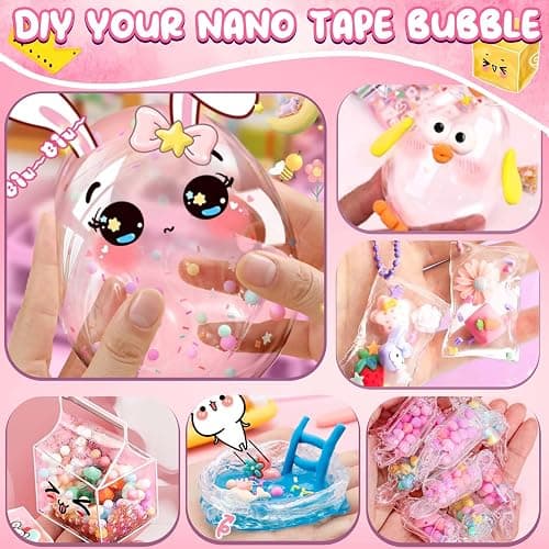 ZiZa Nano Tape Bubble Kit for Kids, Nano Tape Squishy Maker Making Kit, Christmas Birthday Arts and Crafts Toys Gifts for Girls, Step by Step Video Tutorials thumbnail 5