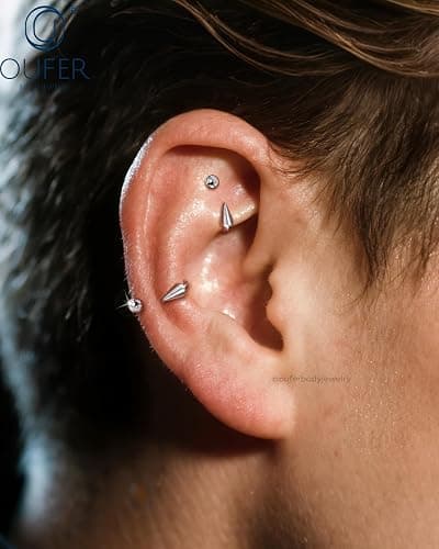 OUFER Snake Bites Lip Piercing Jewelry 16G Lip Rings, 6PCS 8/10/12MM Horseshoe Long Short Spike/Ball Labret Rings, 316L Surgical Steel Septum Helix Conch Piercing Jewelry thumbnail 4