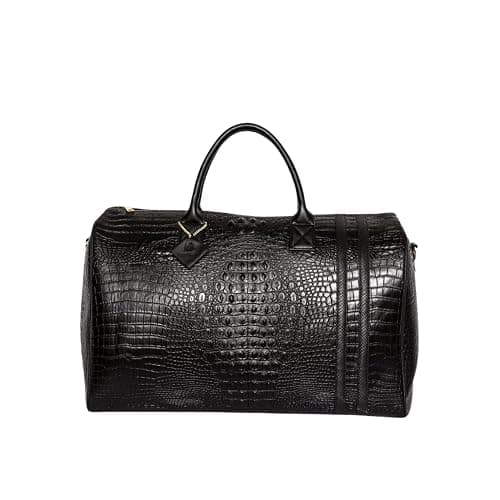 Tote&Carry Apollo 2 Duffle Bag for Travel Women & Men, TSA Approved Carry On Duffel Bag, Premium Vegan, Durable Weekender Luggage for All-Purpose Use (XL - Crocodile Skin, Black) - Image 1