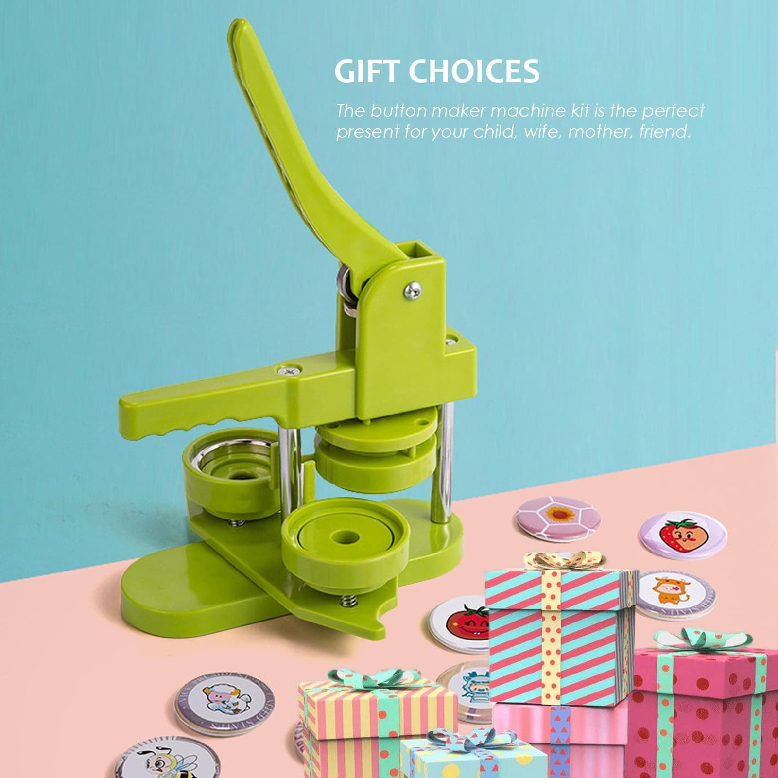 Button Maker Machine, DIY Button Pin Maker Machine, Badge Button Press Machine with 100Pcs Button Parts, Circle Cutter, Book (58mm) thumbnail 4