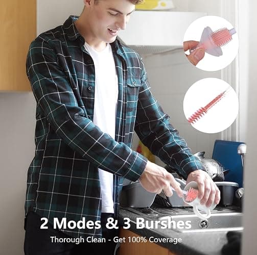 GUARDIX Portable Bottle Brush Set - Baby Bottle Cleaner Kit with Silicone Brush, Nipple Brush, Straw Brush, Bottle Cleaning Long Handle Water Bottle CleanerTool thumbnail 7