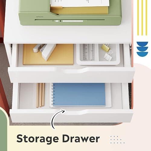 DEVAISE 7-Drawer Chest, Wood Storage Dresser File Cabinet with Wheels, White thumbnail 4