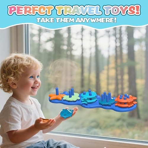 Silicone Baby Bath Toys – Stackable, Shape-Sorting Floating Set with 10 Mold-Free Textured Pieces, No-Hole Design – Early Learning Bathtub Toys for Toddlers and Kids thumbnail 5
