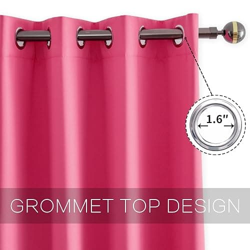 YGO 95 Inch Bedroom Blackout Curtains Panels - Grommet Room Darkening Drapes for Living Room, Thermal Insulated Noise Reducing Sleep Well Window Curtains Draperies, Hot Pink, 52W x 95L - 52"W x 95"L (Pack of 2) - Hot Pink thumbnail 5