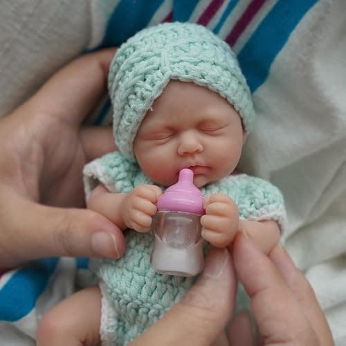 MYREBABY Reborn Baby Doll 7 Inch Silicone Doll Girl Aira Mini Realistic Newborn Baby Dolls Silicone Full Body Stress Relief with Feeding Accessories&Gift Box thumbnail 5