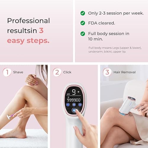 Ubroo IPL Laser Hair Removal for Women and Men, 45°F Ice Cooling Laser Hair Removal Device for Face & Body, At-Home Painless Hair Remover with Long-Lasting Results, Smooth Skin Gift thumbnail 4