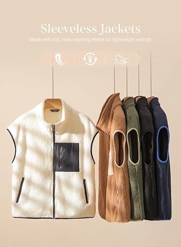Dokotoo Womens Fleece Jacket Vest Sleeveless Fuzzy Sherpa Jackets Zip Up Oversized Casual Coats Fall Winter Womens Tops 2025 thumbnail 5
