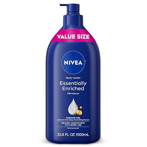NIVEA Essentially Enriched Body Lotion Very Dry Skin, Almond Oil 33.8 Fl Oz | Value Size, Quick-Absorbing 72-Hour Moisture Cream for Dry Skin with Hyaluronic Acid, Dermatologically Tested - Image 1