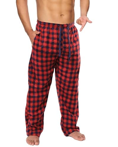 Mens buffalo red fleece pj pants w/ pockets  - Image 1
