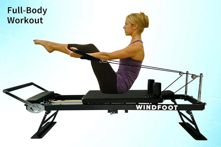 Pilates Reformer Machine Equipment with Springs & Cords for Home Workout, Foldable Pilates Equipment with Jump Board for All Level Users thumbnail 4