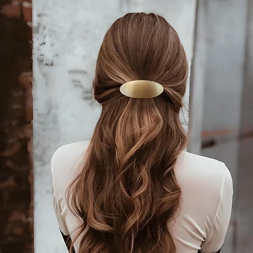 Barrettes For Women - 3inch Oval Vintage Metal Hair Clip - Gold Hair Barrette For Long Thick Hair - Prom & Formal Events thumbnail 5