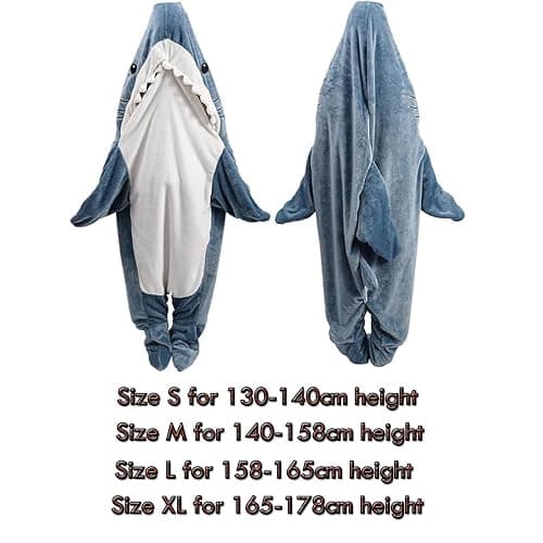Shark Blanket Hoodie Onesie for Women & Men - Soft Cozy Shark Sleeping Bag - Onesie Costume for Halloween & Xmas thumbnail 2