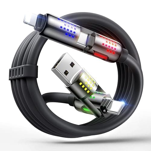 MAGIC JOHN 240W 4 in 1 Charging Cable, 6.6FT USB C to Lightning Cable [MFi Certified], Multi Chargers for All Devices, Chubby USB A/C to C/Lightning with Light for iPhone/MacBook/iPad/Samsung/Switch 2 - Image 1