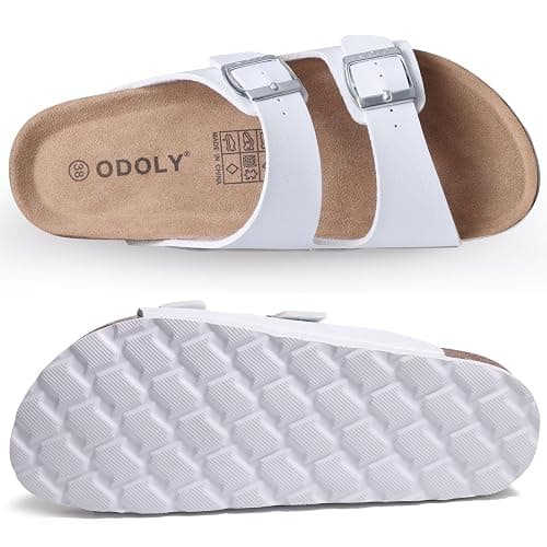 ODOLY Unisex Cork Footbed Slide Sandal, Arch Support Summer Outdoor Sandals with Adjustable Buckle for Women and Men thumbnail 6