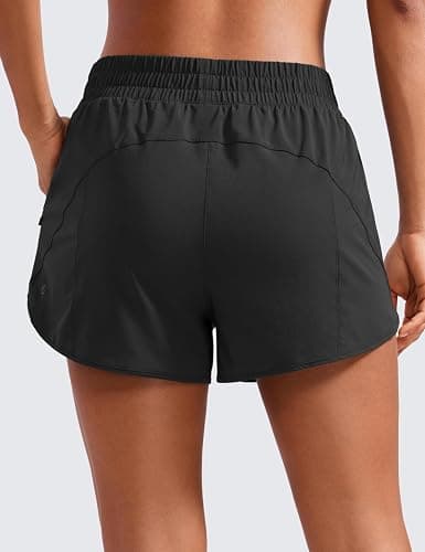 CRZ YOGA Dolphin Athletic Shorts for Women 3" - High Waisted Quick Dry for Running Workout Gym Track with Zip Pocket thumbnail 2