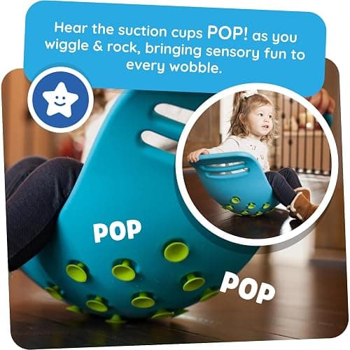 Fat Brain Toys Teeter Popper, Indoor Toddler Sensory Toys for Ages 3 and Up, Blue thumbnail 6
