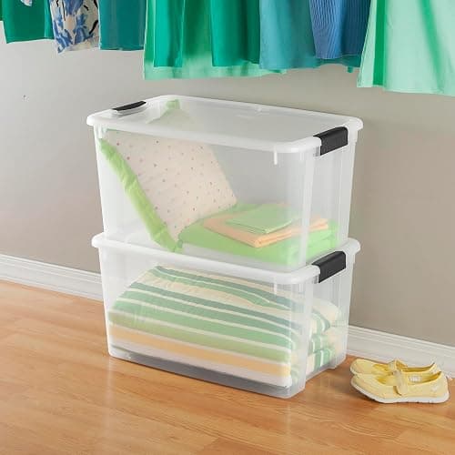 Sterilite 4 Pack Ultra Latching Box, Storage Bins with Lids, Clear Plastic, 70 Quart - Heavy-Duty Organizing Containers for Closet, Bathroom, and Office thumbnail 7