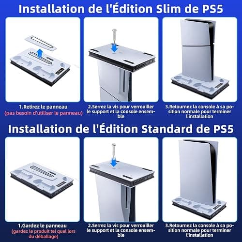 Wigearss PS5/PS5 Slim/PS5 Pro Ventilateur Station de Refroidissement, Support de Charge Vertical avec Chargeur Double Manette, Vitesse de Ventilation Réglable sur 3 Niveaux thumbnail 8