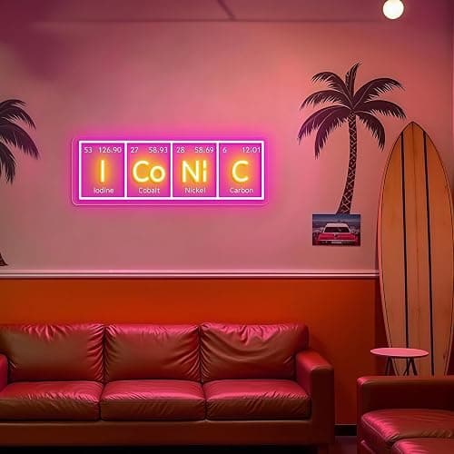Custom ICONIC Periodic Table Neon Sign, Chemistry Element Led Neon for Wall Decor Dimmable USB, Science I CO NI C LED Light for Science Lab, Classroom, Office, Living Room 17.7″ × 6.3″ thumbnail 2