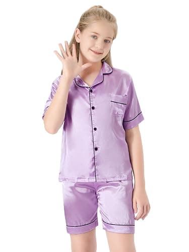 Topgal Satin Pajamas for Girls – Coat Style Silky Button Down PJ Set Size 6-16 thumbnail 3