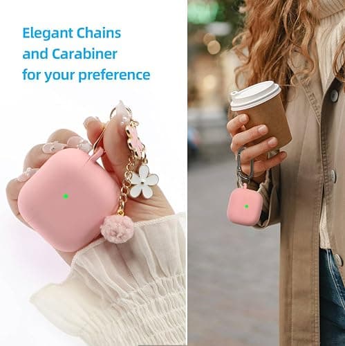 Compatible with AirPods 4 Case, Premium Soft Silicone Protective Case Cover for Apple AirPods 4th Generation with Cleaner Kit Keychain Accessories for Women Girls thumbnail 3