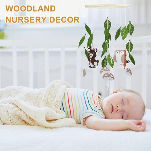 Woodland Ocean Mobile for Crib Jungle Baby Nursery Mobiles Forest Safari Toys for Crib Animals Woodland Nursery Decor for Baby Boys Girls Toys Room Decor (Land Animal) thumbnail 3