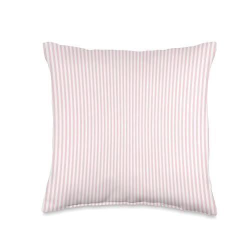 Soft Blush Pink Pinstripe in an English Country Garden Throw Pillow - Image 1