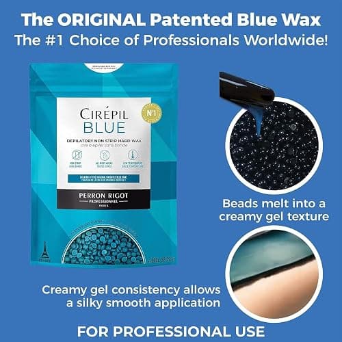 Cirepil - Blue - 400g / 14.11 oz Hard Wax Beads Bag - Face & Body Wax, Unscented & No Strip Needed - Perfect for Sensitive Skin & Brazilian Waxing - Fluid Gel Texture, Easy Hair-Removal thumbnail 4