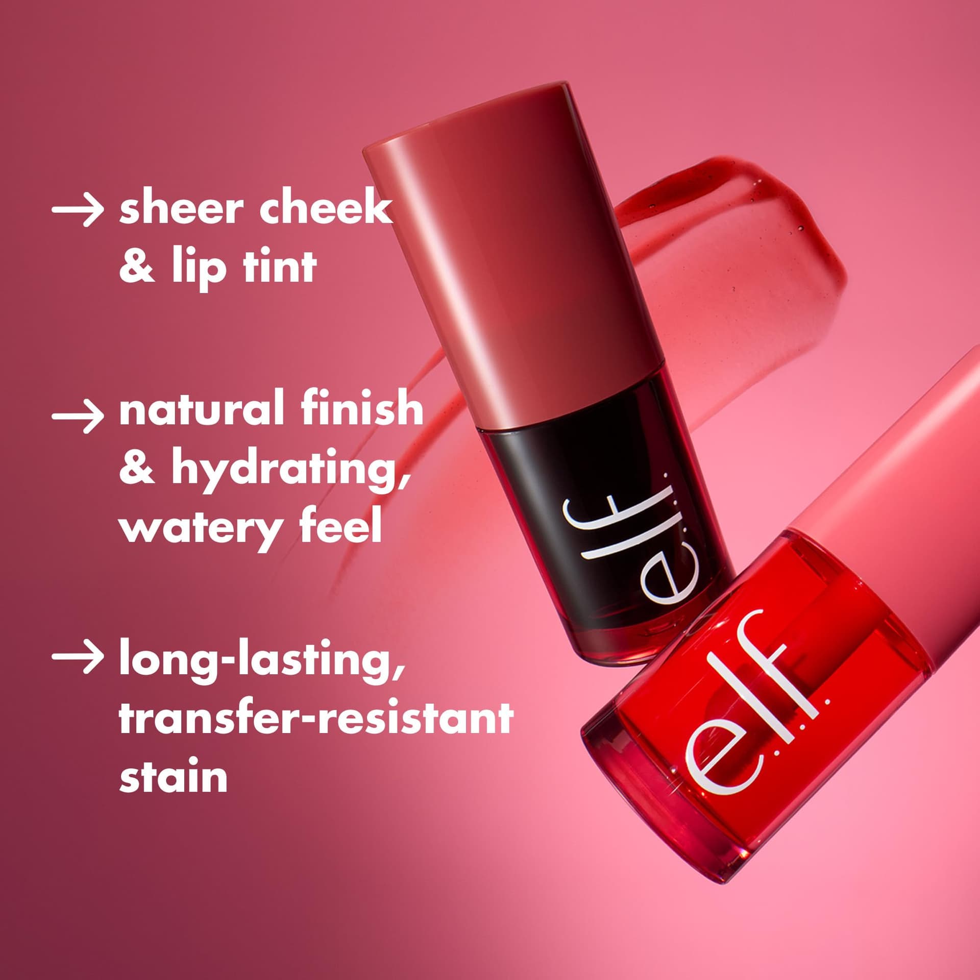 e.l.f. Sheer For It Blush Tint, Multifunctional Makeup for Your Lips and Cheeks, for a Natural Fresh Finish, Vegan and Cruelty-Free, Left On Red thumbnail 2