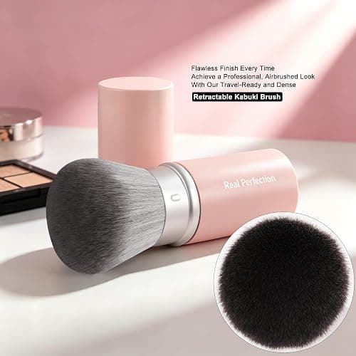 Real Perfection Professional Makeup Brushes 18 Pcs Makeup Brush Set Premium Kabuki Powder Foundation Contour Blush Concealer Eyeshadow Blending Liner Make Up Brush Kit - Pink thumbnail 6