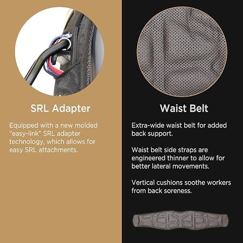 AFP Fall Protection Full-Body Premium Safety Harness, 8” Thick Support Belt, Aluminum D-Rings, Tongue Buckle (OSHA/ANSI PPE) thumbnail 3