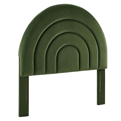 Modway Solana Soft Arch Shaped Round Twin Headboard in Moss Green – Upholstered Headboard – Stain-Resistant Performance Velvet Headboard for Twin Beds thumbnail 5