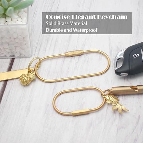 CMVFYL Gold Brass Key Rings, Purse Bag Charms for Handbags, Screw Lock Key Organizer, Carabiner Keychain Clip for Keys - Large thumbnail 2
