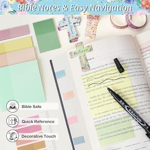 Bible Study Supplies Bible Journaling Kit: Bible Accessories Set with Journal, Pen Case, Tabs, Bookmarks, Tape, Highlighters and Pens No Bleed, Bibles Study Kit for Women Men Beginner Christian Gifts - Blue thumbnail 6