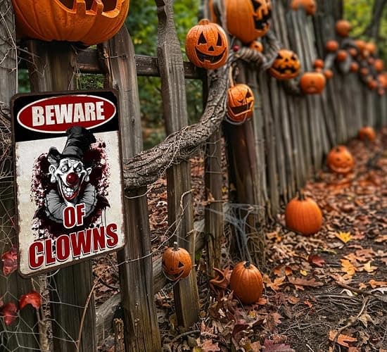 Halloween Signs Clown Decorations Creepy Stuff Scary Decor For Circus Yard Warning Metal Sign Beware Of Clowns 12x8 Inches thumbnail 2