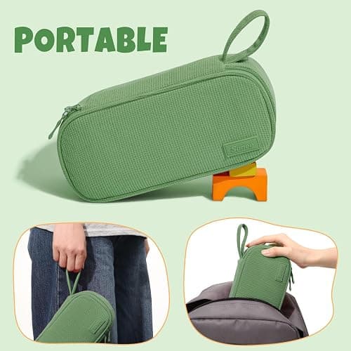 SUNEE Cute Pencil Case, Large Capacity Pencil Pouch, Soft Corduroy Pencil Bag, Big Storage Pen Organizer for Stationery, Aesthetic Zipper Pencil Box, Back to School Supplies for Teen Girls Boys, Green thumbnail 8