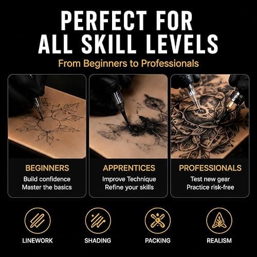 Blank Tattoo Practice Skin - Jconly 30Pcs Double Sides Fake Skin Tattoo Skin for Practicing, 8×6 in Soft Practice Skin for Beginners and Experienced Tattoo Artists… thumbnail 4