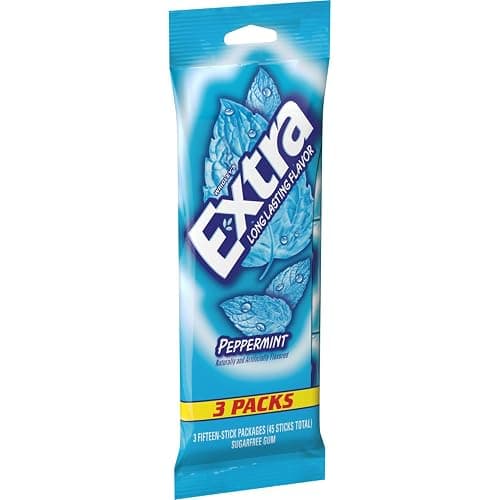 EXTRA Gum Peppermint, Sugar Free Chewing Gum, Bulk 3 Pack, 45ct | Peppermint gum flavor, sugar free chewing gum, bulk gum 3 pack, 45 sticks total, freshen breath - Image 1