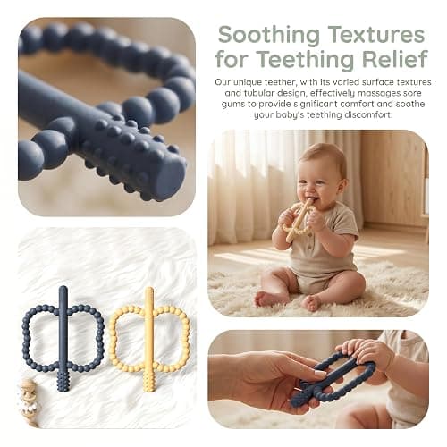 WALULAN Baby Silicone Teething Toys, Teether Sticks for Babies,3-36 Months | Silicone Teether Tubes for Baby Girl,BPA Free, Anti-Choking Design, Infants Toddler Sensory Chew Toys, for 0-6-12 Months thumbnail 3