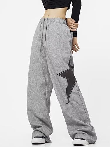 OCUH Star Pants Y2k Sweatpants Drawstring Elastic Waist Baggy Loose Straight Leg Trousers Casual Streetwear thumbnail 2