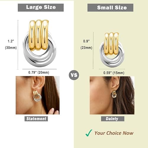 NIXMAX Chunky Gold Knot Earrings thumbnail 5