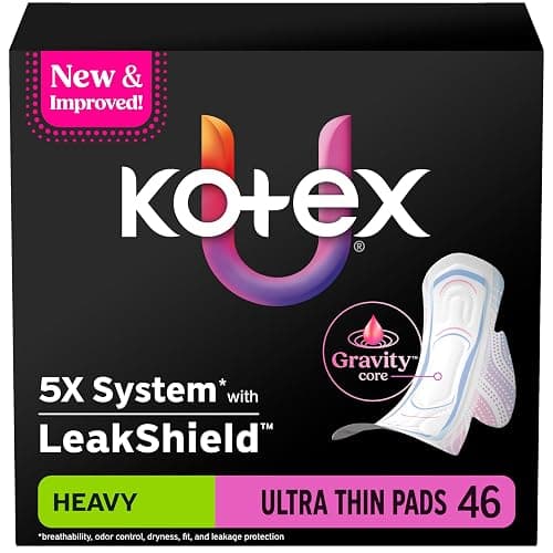 Kotex Ultra Thin Pads with Wings, Heavy Absorbency, 46 Count (Packaging May Vary) - Image 1