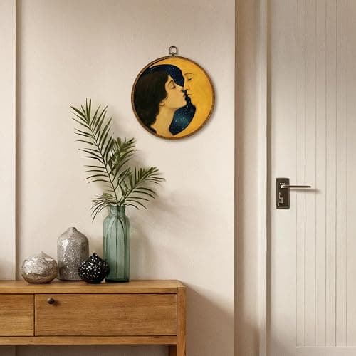 Romantic Moon Vintage Celestial Black Witchy Wall Art Decor, 10x10inch | Art Framed Canvas Print Aesthetic Celestial Decor, Dark Moody Wall Art, Circular Hanging Wall thumbnail 7