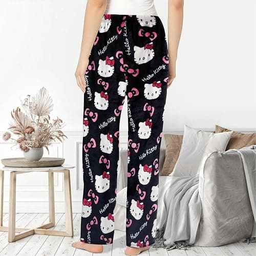 Fpvcqnm Kawaii Halloween Pajamas Pants Halloween Cat Pajamas Flannel Sleep Pajama Pants Cartoon Anime Pajama for Women Men thumbnail 5
