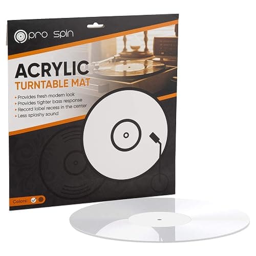 PRO SPIN White Acrylic Turntable Mat - Platter Slipmat for 12" Vinyl Vintage Record Player - Antistatic Cover, Reduces Noise & Sounds from Static & Dust - Tighter Bass Quality, Record Player Mat thumbnail 8