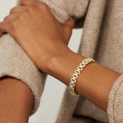 KELORIS PATH Gold Cuff Bracelets for Women, 14k Gold Plated Open Twisted Adjustable CZ Cuff Bangles Dainty Jewelry Gifts thumbnail 4