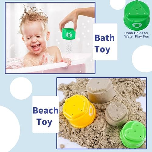 WEEJOYGAM Baby Stacking Cups, Sorting Stacking Toys for Toddlers 1-3 Nesting Stackable Block with Number Montessori Toys for 1 Year Old Educational Sand Bath Birthday Gift for 6 9 12 18 Month Boy Girl thumbnail 7