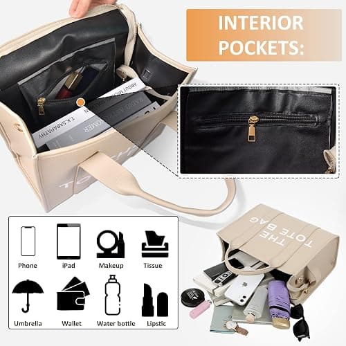 Tote Bags for Women - Personalized Canvas Tote Bags with Zipper Mini Top-Handle Crossbody Tote Bag Handbag for Travel Work thumbnail 4