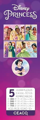 Ceaco - Disney Princess Collection - 5 Pack, 300-750 Piece Jigsaw Puzzles | Official Art, Made in USA, Recycled Board, Finished Size 21 x 15 in, Includes Poster, Frameable Art, Giftable thumbnail 11