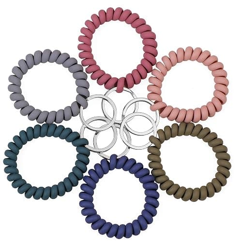 LGEGE 6PCS Stretchable Wristband Wristlet Keychain Wrist Key Chain Wristlet,Spring Flexible Spiral Wrist Coil ​Wrist Key Holder Key Ring for Sauna Gym Pool ID Badge and Outdoor Sports thumbnail 4